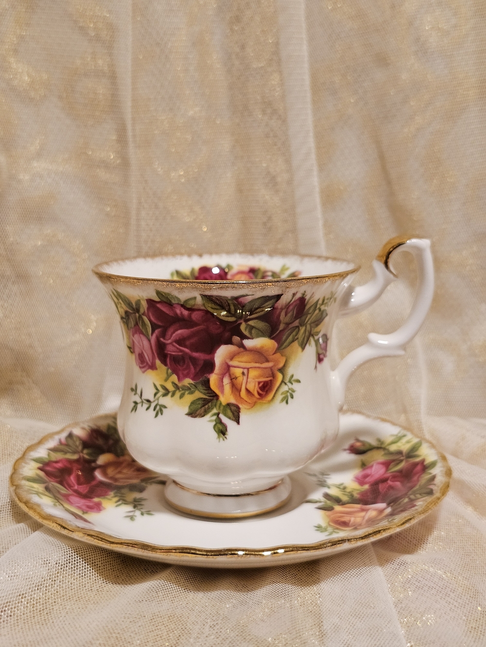Vintage Royal ALBERT Old Country Roses RARE Demitasse Duo